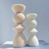 Ribbed Geometric Pillar Candle Mold – Choose M or L Size | Modern Aesthetic Silicone | Craftee Candle